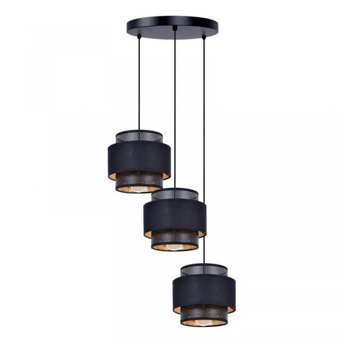 Lampa wisząca AMOS, czarno złote podwójne abażury na gwint E27 K‑5282 Kaja Lighting