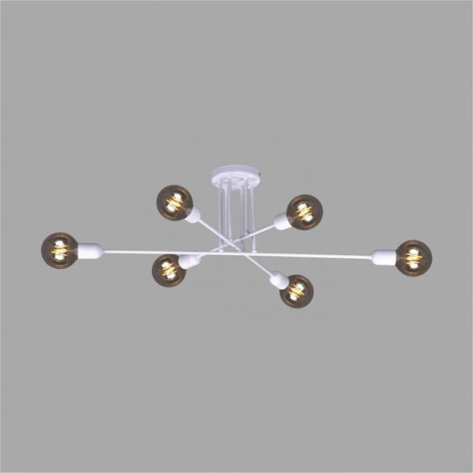 Lampa sufitowa SITYA WHITE, sześcioramienna z odsłoniętymi żarówkami E27, biała K‑4393 Kaja Lighting