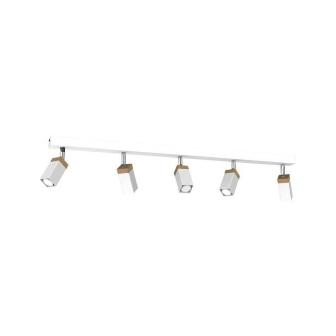 Lampa sufitowa SOLO SAWN WHITE / PATINATED WOOD 5x mini GU10 MLP7480 Milagro