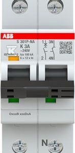 Wyłącznik nadmiarowo-prądowy, 1P+N, charakterystyka K, 3A, 25kA, AC | S301P-K3NA 2CDS381103R0317 Wyłącznik nadmiarowo-prądowy, 1P+N, charakterystyka K, 3A, 25kA, AC | S301P-K3NA 2CDS381103R0317