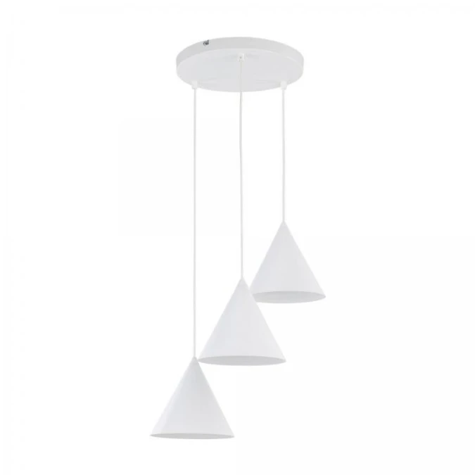 Lampa wisząca biała na okrągłej rozecie CONO trzy stożkowe klosze 10012 TK Lighting