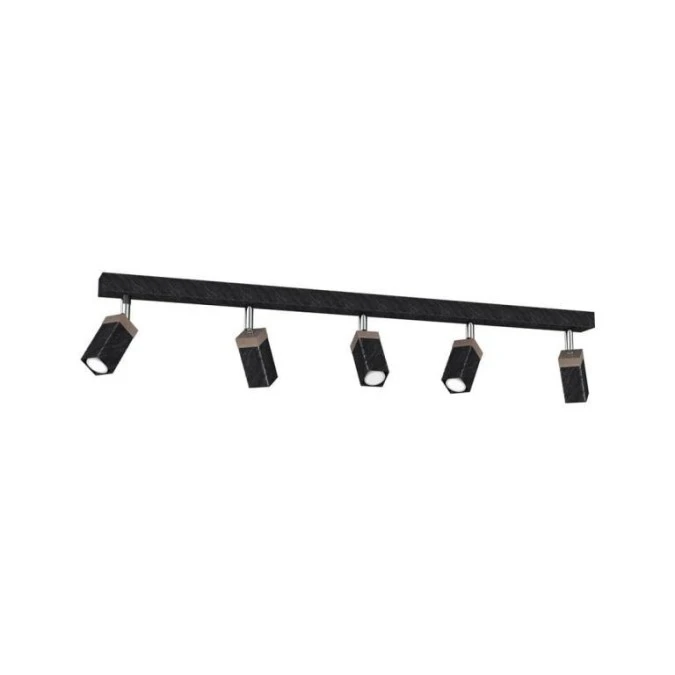Lampa sufitowa SOLO SAWN BLACK / PATINATED WOOD 5x mini GU10 MLP7474 Milagro