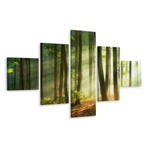 Obraz Ścienny Wieloczęściowy Leśny Pejzaż 3D 150x90cm 139172 Obraz Ścienny Wieloczęściowy Leśny Pejzaż 3D 150x90cm 139172