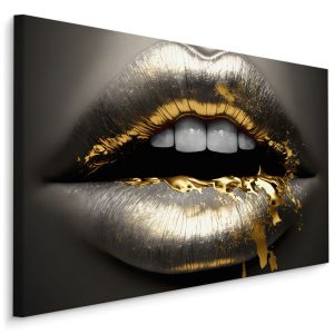 Obraz Ścienny Złoto-Srebrne USTA Efekt 3D 30x20cm 784899 Obraz Ścienny Złoto-Srebrne USTA Efekt 3D 30x20cm 784899
