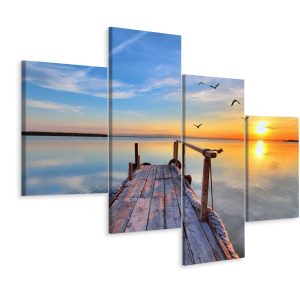 Obraz Tetraptyk Słońce Jezioro POMOST 3D 160x100cm 136828 Obraz Tetraptyk Słońce Jezioro POMOST 3D 160x100cm 136828