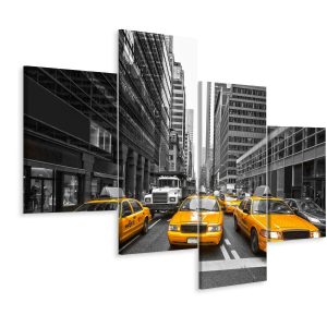 Obraz Tetraptyk Taksówki w Nowym Jorku 3D 160x100cm 137224 Obraz Tetraptyk Taksówki w Nowym Jorku 3D 160x100cm 137224
