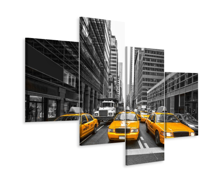 Obraz Tetraptyk Taksówki w Nowym Jorku 3D 80x50cm 137207