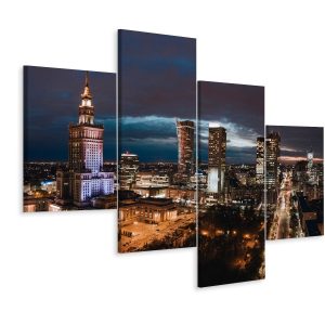 Obraz TETRAPTYK Warszawa Miasto Noc 3D 160x100cm 135896 Obraz TETRAPTYK Warszawa Miasto Noc 3D 160x100cm 135896