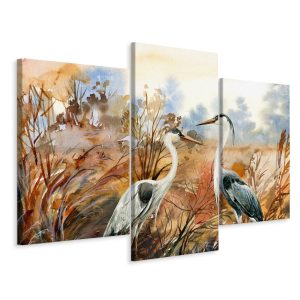 Obraz Tryptyk CZAPLA Żuraw Rośliny Malunek 120x80cm 137200 Obraz Tryptyk CZAPLA Żuraw Rośliny Malunek 120x80cm 137200