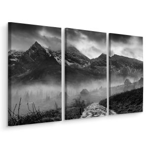 Obraz Tryptyk CZARNO-BIAŁY Górski Widok 3D 60x40cm 139154 Obraz Tryptyk CZARNO-BIAŁY Górski Widok 3D 60x40cm 139154