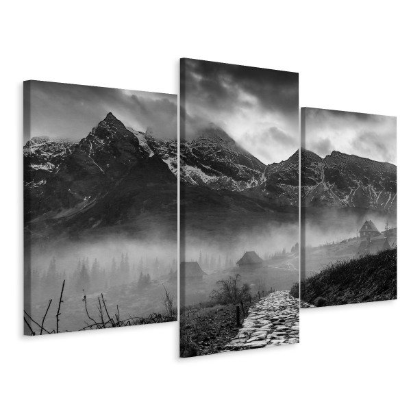 Obraz TRYPTYK Czarno-Biały Pejzaż Górski 150x100cm 139054