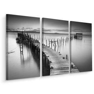 Obraz TRYPTYK Czarno-Biały Pejzaż POMOST 150x100cm 139047 Obraz TRYPTYK Czarno-Biały Pejzaż POMOST 150x100cm 139047
