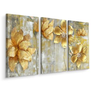 Obraz Tryptyk Dekoracyjne KWIATY Natura 3D 120x80cm 137830 Obraz Tryptyk Dekoracyjne KWIATY Natura 3D 120x80cm 137830