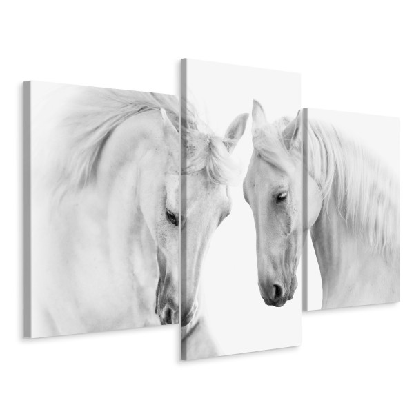 Obraz Tryptyk Do Salonu Białe KONIE Zwierzęta 60x40cm 136957