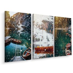 Obraz Tryptyk Do Salonu Górskie Jezioro Zimą 150x100cm 135950 Obraz Tryptyk Do Salonu Górskie Jezioro Zimą 150x100cm 135950