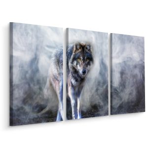 Obraz Tryptyk Do Salonu WILK We Mgle 180x120cm 139083 Obraz Tryptyk Do Salonu WILK We Mgle 180x120cm 139083