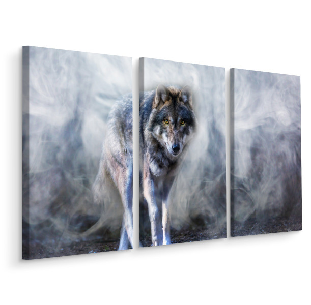 Obraz Tryptyk Do Salonu WILK We Mgle 180x120cm 139083
