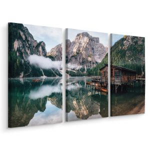 Obraz Tryptyk DOM nad Jeziorem Góry Las 3D 150x100cm 138646 Obraz Tryptyk DOM nad Jeziorem Góry Las 3D 150x100cm 138646