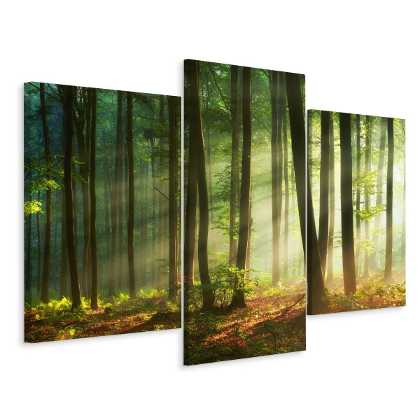 Obraz TRYPTYK Drzewa Las Zieleń Pejzaż 3D 90x60cm 139086