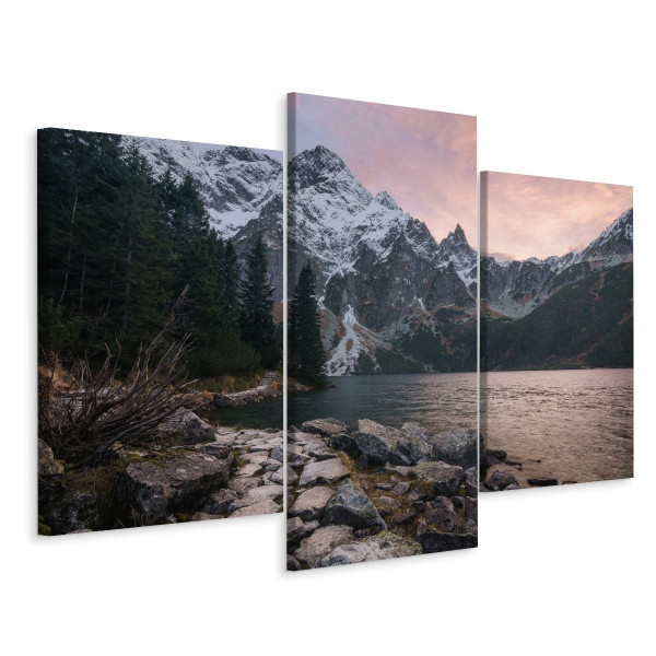Obraz TRYPTYK Górski Krajobraz Jezioro 3D 90x60cm 137077