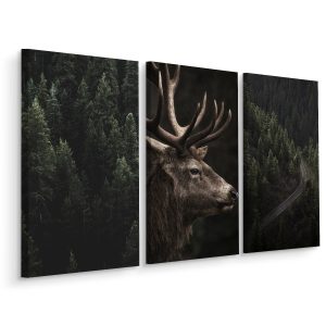 Obraz Tryptyk JELEŃ Leśny Pejzaż Widok 3D 180x120cm 137818 Obraz Tryptyk JELEŃ Leśny Pejzaż Widok 3D 180x120cm 137818