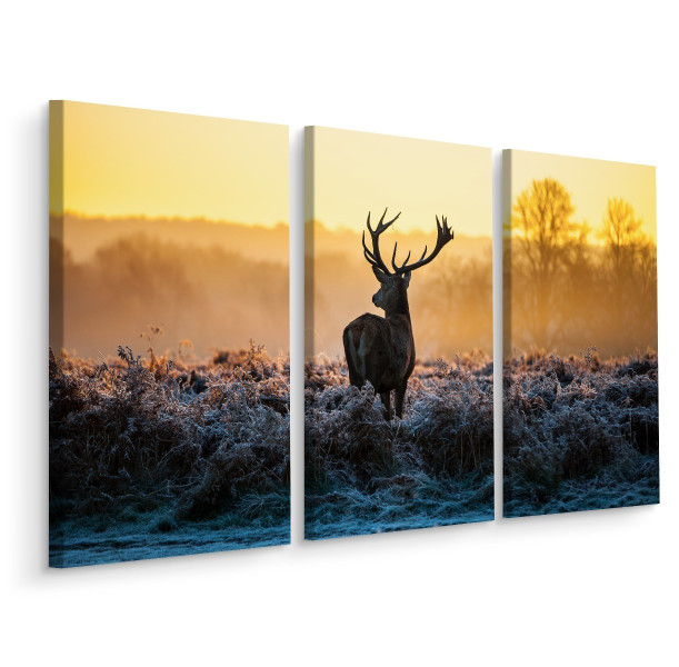 Obraz Tryptyk JELEŃ na Rykowisku Widok 3D 150x100cm 137765