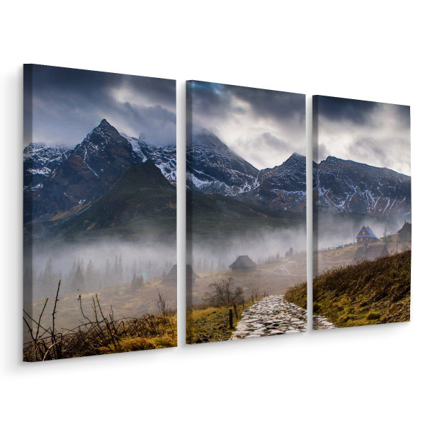 Obraz Tryptyk KRAJOBRAZ Górski we Mgle 3D 60x40cm 137828