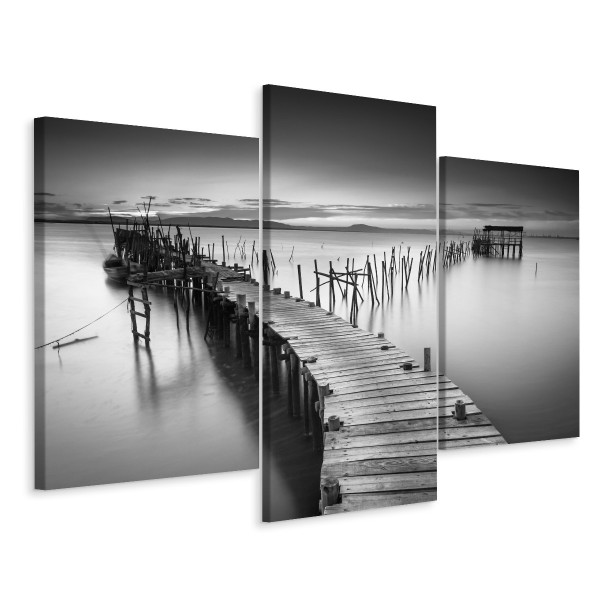 Obraz Tryptyk Krajobraz Pomost JEZIORO 3D 90x60cm 139107