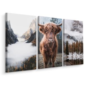 Obraz Tryptyk Krowa LAS we Mgle Pejzaż 3D 180x120cm 139102 Obraz Tryptyk Krowa LAS we Mgle Pejzaż 3D 180x120cm 139102