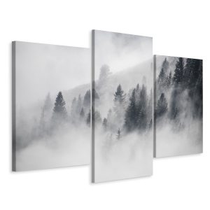 Obraz Tryptyk LAS Drzewa Mgła Krajobraz 3D 180x120cm 137044