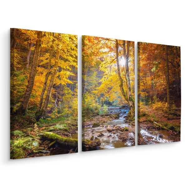 Obraz TRYPTYK Las Jesienią Natura Widok 3D 150x100cm 139001