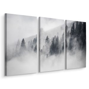 Obraz Tryptyk LAS WE MGLE Pejzaż Natura 3D 120x80cm 136551 Obraz Tryptyk LAS WE MGLE Pejzaż Natura 3D 120x80cm 136551