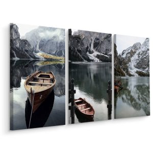 Obraz Tryptyk Łódki GÓRSKI Pejzaż Widok 3D 120x80cm 137229 Obraz Tryptyk Łódki GÓRSKI Pejzaż Widok 3D 120x80cm 137229
