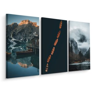 Obraz Tryptyk Łodzie Górskie Jezioro We Mgle 3D 60x40cm 138874 Obraz Tryptyk Łodzie Górskie Jezioro We Mgle 3D 60x40cm 138874