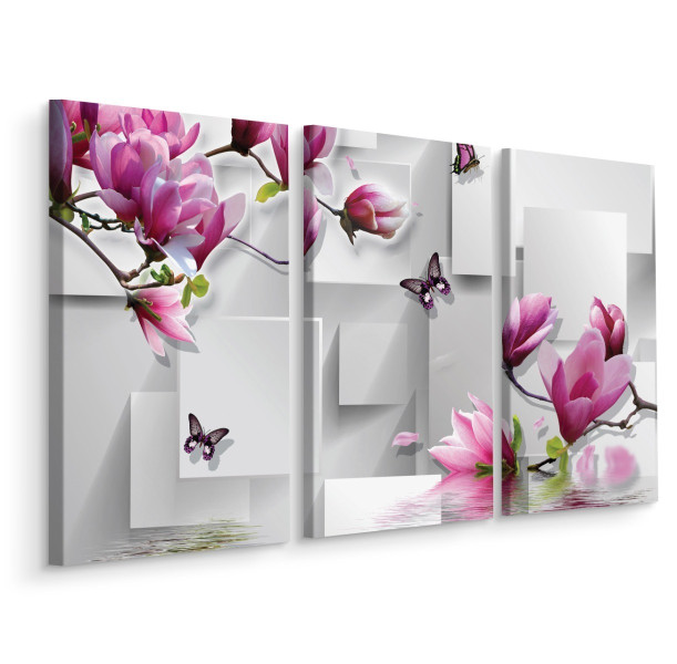 Obraz Tryptyk MAGNOLIE Motyle Figury 3D 60x40cm 138917