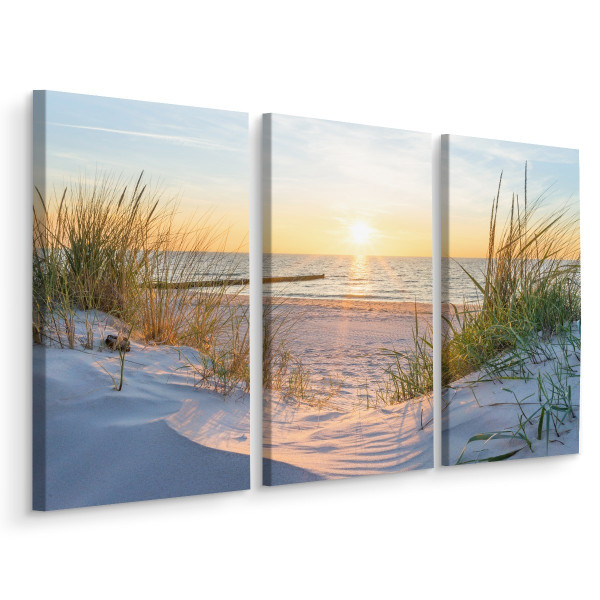 Obraz Tryptyk MORZE Plaża Wydmy Pejzaż 3D 150x100cm 137196