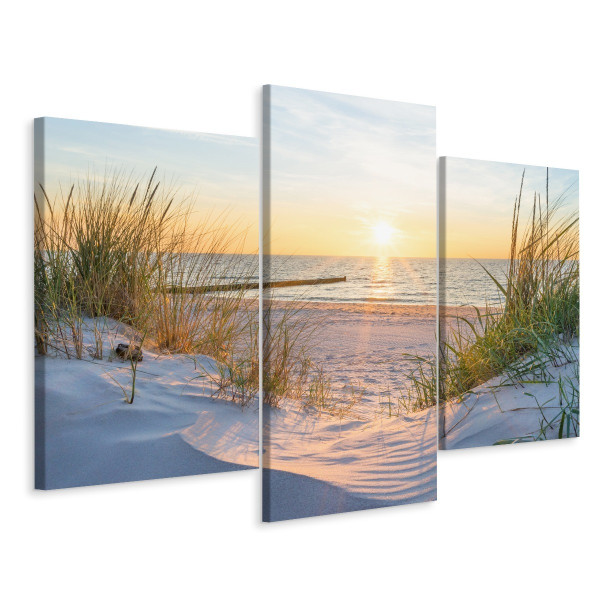Obraz Tryptyk Morze PLAŻA Zachód Słońca 3D 180x120cm 138671