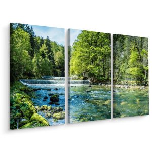 Obraz TRYPTYK Natura RZEKA Szwajcaria Las 180x120cm 139034