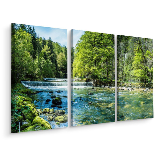 Obraz TRYPTYK Natura RZEKA Szwajcaria Las 60x40cm 139071