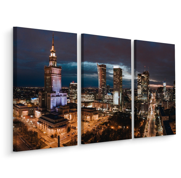 Obraz TRYPTYK Panorama Miasta Warszawa 3D 150x100cm 136547