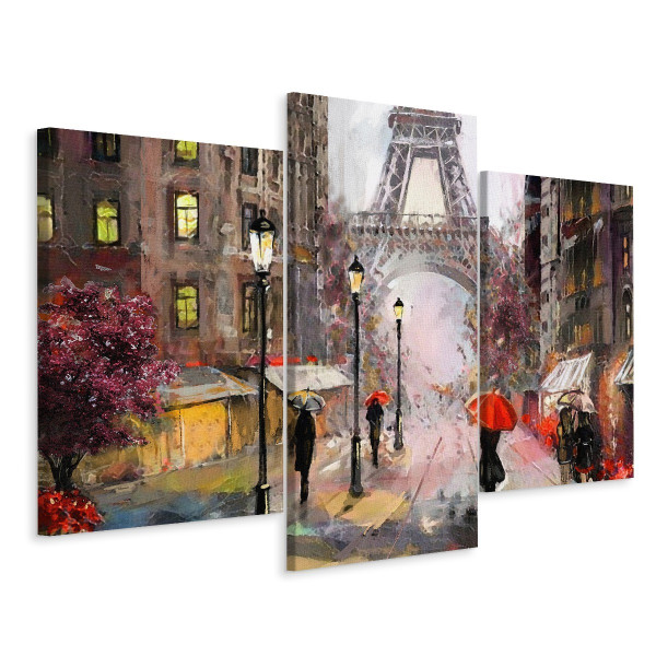 Obraz TRYPTYK Paryż Ulica Ludzie Abstrakcja 3D 90x60cm 138594