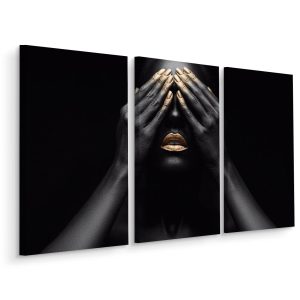 Obraz Tryptyk PORTRET Kobiety Złote Usta 180x120cm 136896 Obraz Tryptyk PORTRET Kobiety Złote Usta 180x120cm 136896