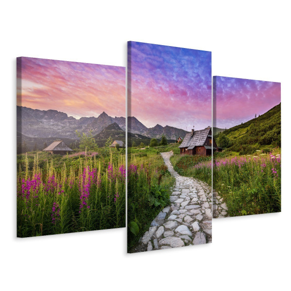 Obraz TRYPTYK Tatry Rośliny Ścieżka Pejzaż 90x60cm 137862
