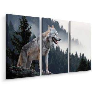 Obraz Tryptyk WILK w Górskim Lesie Pejzaż 60x40cm 138981 Obraz Tryptyk WILK w Górskim Lesie Pejzaż 60x40cm 138981