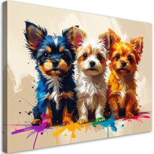 Obraz Trzy kolorowe pieski zwierzęta do pokoju dziecka nastolatka 90×60 995572 Obraz Trzy kolorowe pieski zwierzęta do pokoju dziecka nastolatka 90×60 995572