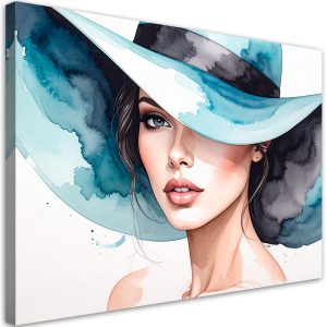 Obraz turkusowy do salonu sypialni, Portret Kobieta 100×70 776996 Obraz turkusowy do salonu sypialni, Portret Kobieta 100×70 776996