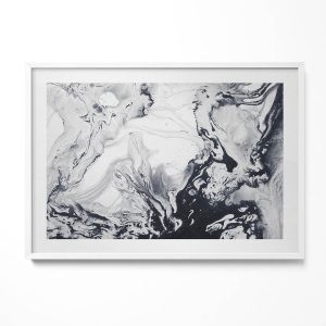 Obraz w białej ramie, Abstrakcja tuszu 100x70cm 414063