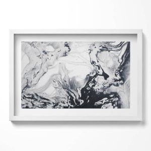 Obraz w białej ramie, Abstrakcja tuszu 60×40 cm 414137