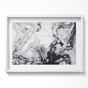 Obraz w białej ramie, Abstrakcja tuszu 70×50 cm 414201
