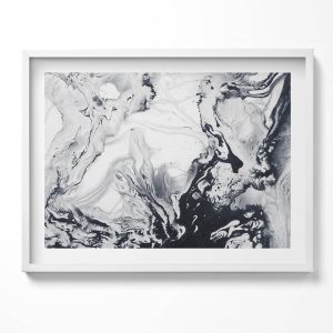 Obraz w białej ramie, Abstrakcja tuszu 80×60 cm 414304